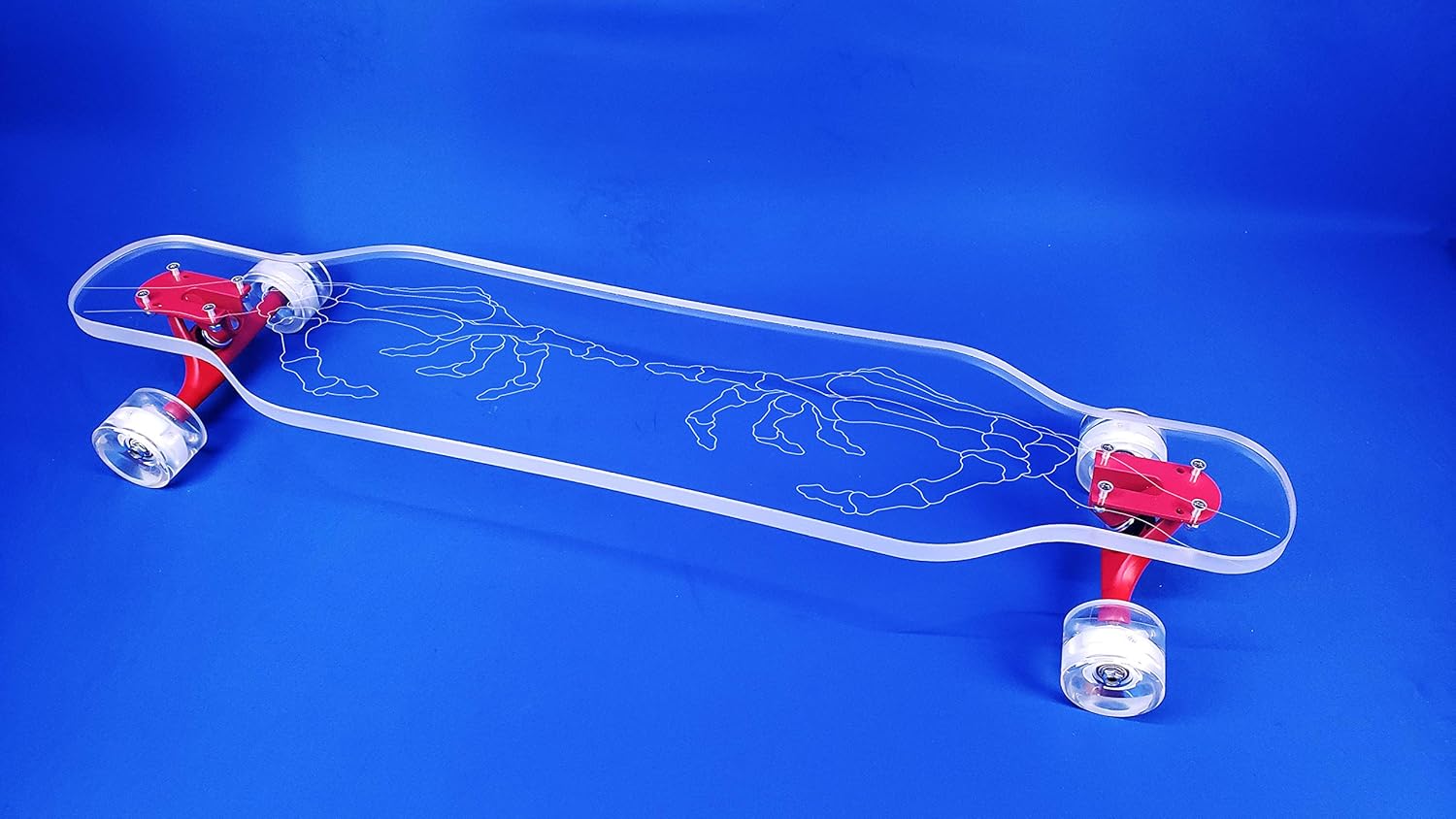 GHOST BOARDS Clear Longboard Skateboard - Transparent Acrylic Long Boards with Light-Up LED Wheels for Smooth Rides - Ride The Streets in Style with Longboard Built for Beginners & Pros Alike