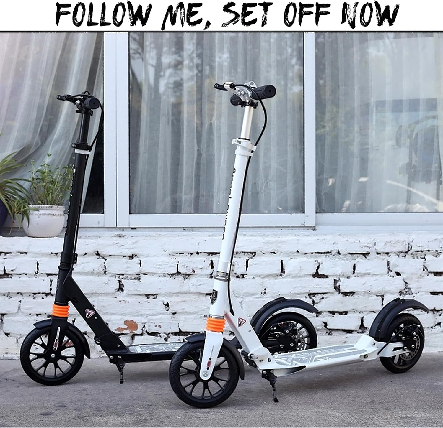 Adult Kick Scooter with Brakes, Aluminum Alloy Scooter for Teens & Adults, with Foot Support Frame, Shock AbsorptionDesign, Third Gear Adjustment, Big Wheels Foldable Scooter for Indoor & Outdoor