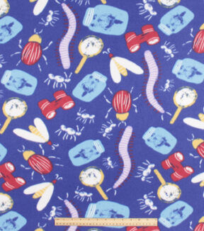 Multi Insect Toss Blizzard Fleece Fabric