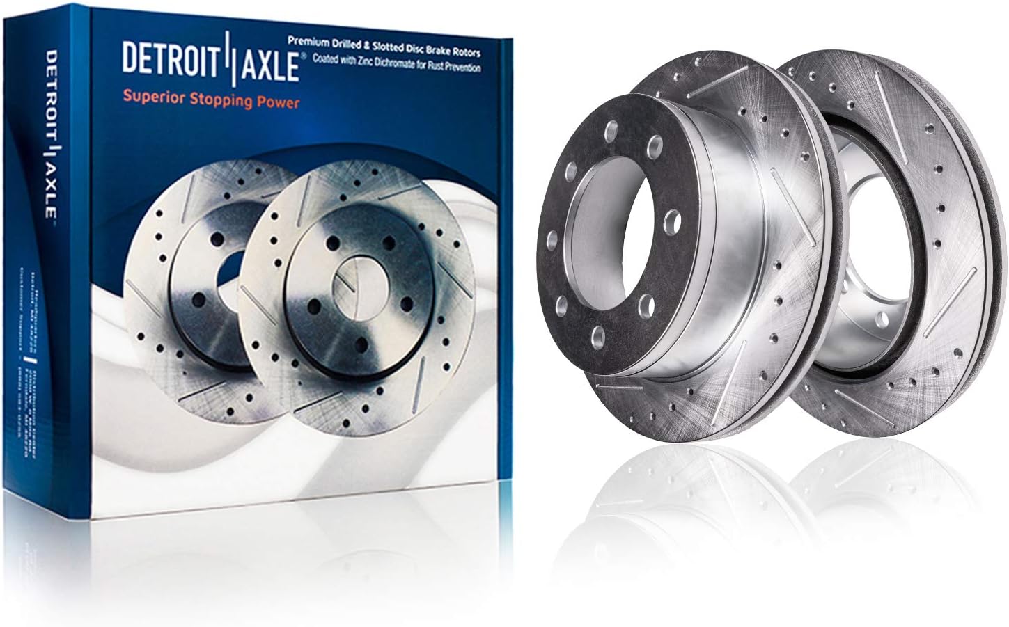 Detroit Axle - Front Brake Rotors for Ford 2013-2025 F-250 F-350 Super Duty 4WD, 2013-2016 F-450 Super Duty, Drilled and Slotted Disc Brake Rotors 2013 2014 2015 Replacement : 14.29