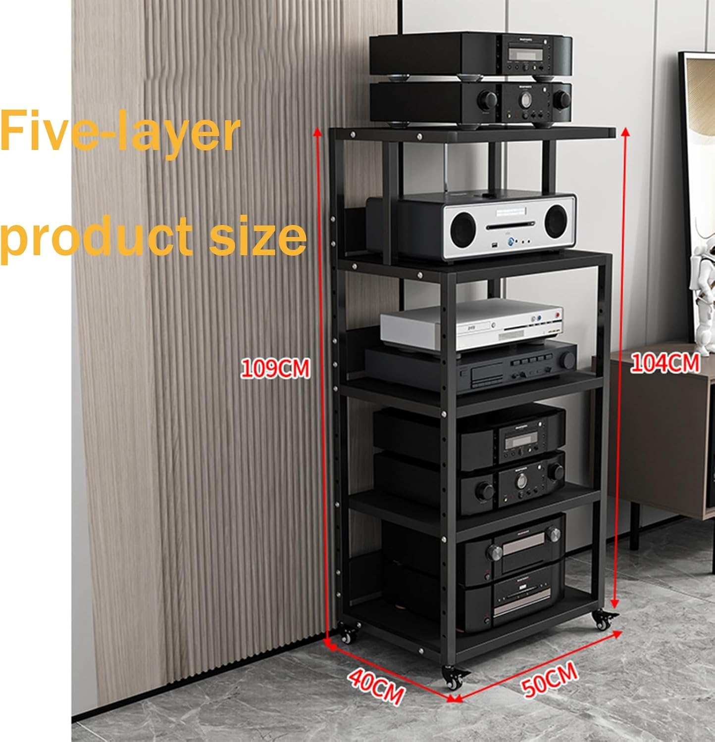 5-Tier AV Media Stand CD Player Stand Stereo Component Storage Cabinet Stereo Rack Audio Tower With Height Adjustable Wooden Stand For Home/Office/Theatre ( Color : Color 2