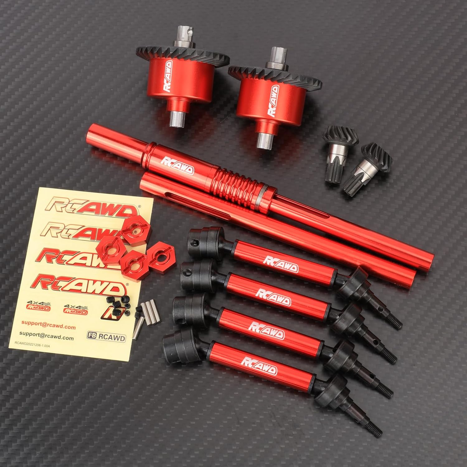 RCAWD Front and Rear Full Metal Differential Shaft Set 34T/13T with 30K Differential Oil for ARRMA Granite, Senton, Old Big Rock, Typhoon, 3S Brushless and Brushed Series 1/10 Upgrade Parts