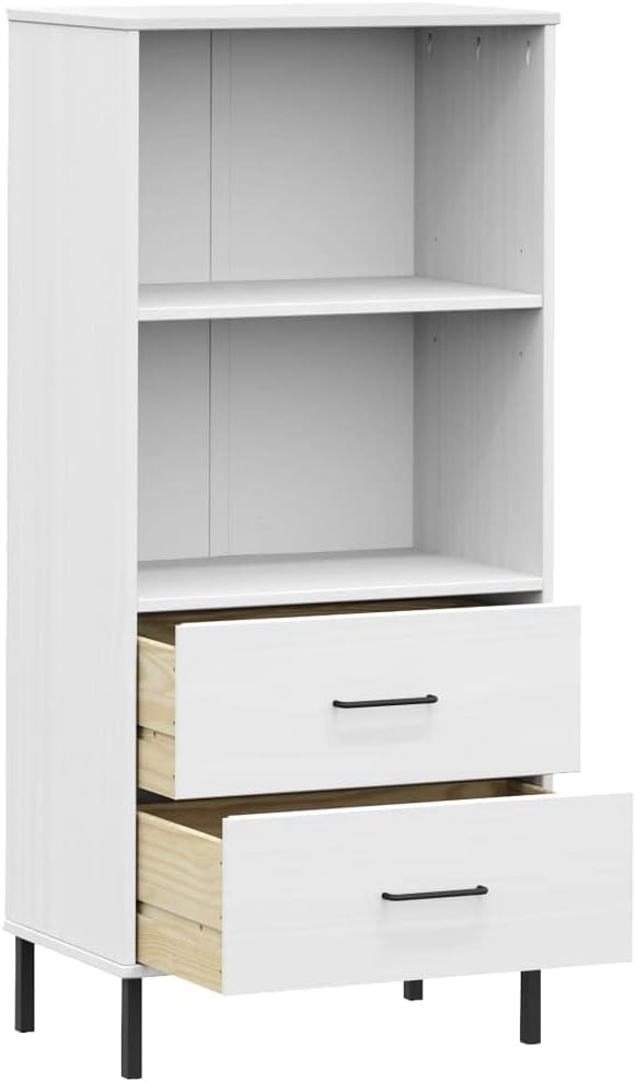 VRAXO Bookcase with 2 Drawers White 23.6