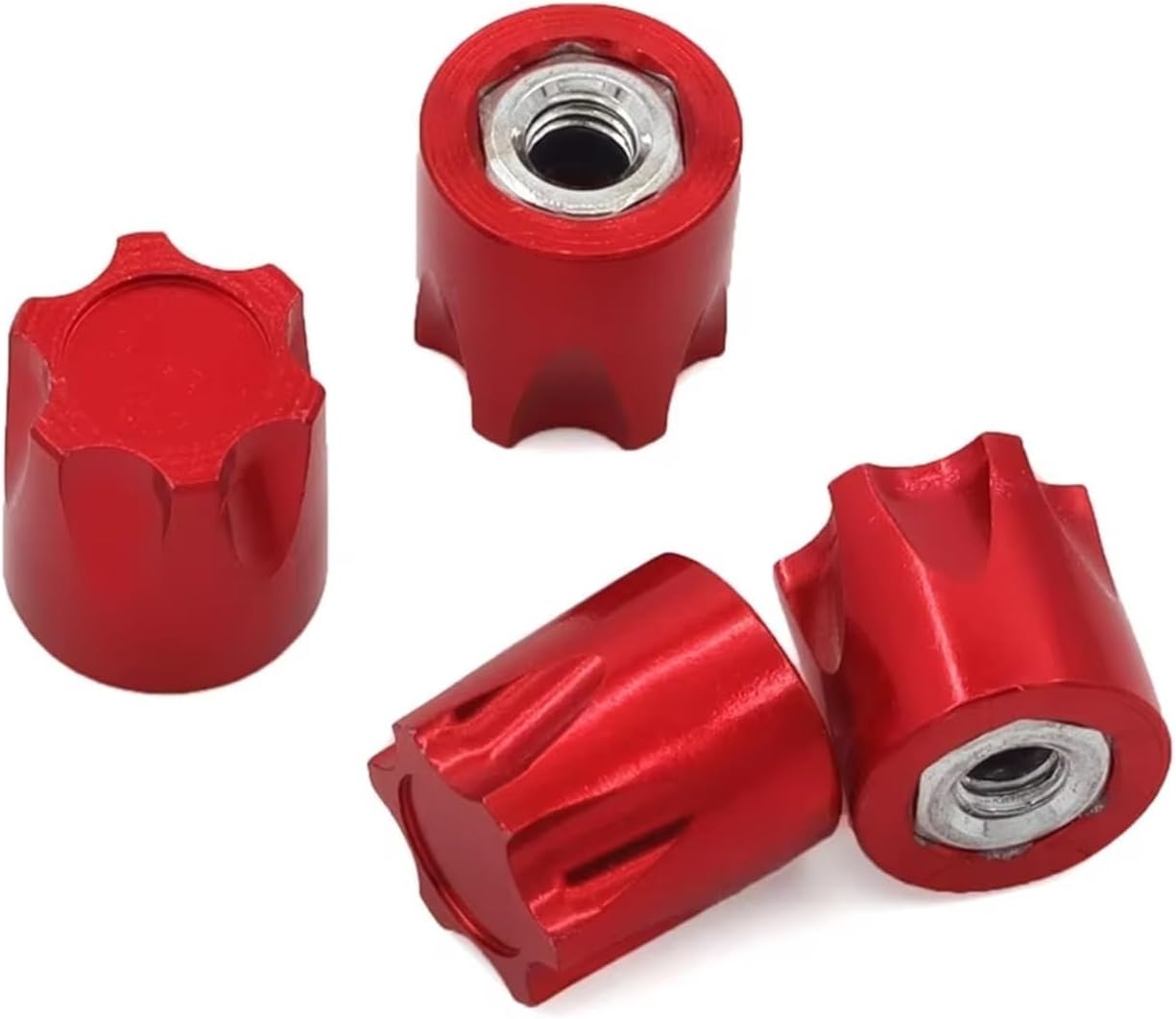 RC Cars Crawler Parts Compatible with TRX4 for TRX6 for Slash D90 D110 for SCX10 for HSP for Tamiya for Yokomo 1/10 RC Drift Aluminum Alloy M4 Nut Rim Caps(Red)