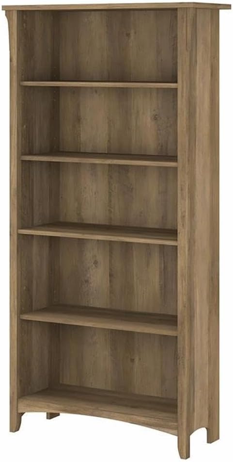 Home Square 5 Shelf Engineered Wood Bookcase Set in Reclaimed Pine (Set of 2)