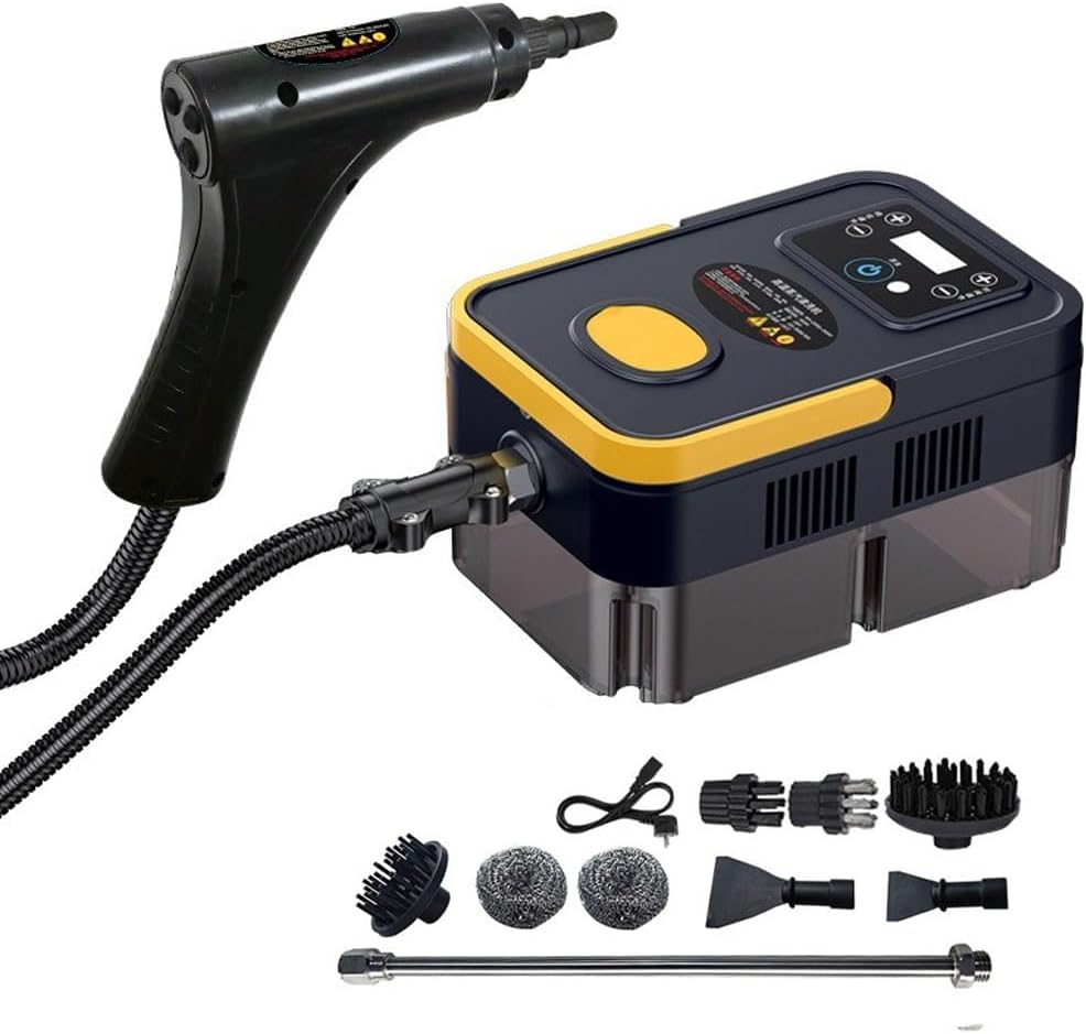 HGTRH Steam Cleaner for Home 1800W, Steam Cleaner Handheld with 1.2L Water Tank Split Design 6 Gear Adjustment for Windows Kitchen Floor Car Black