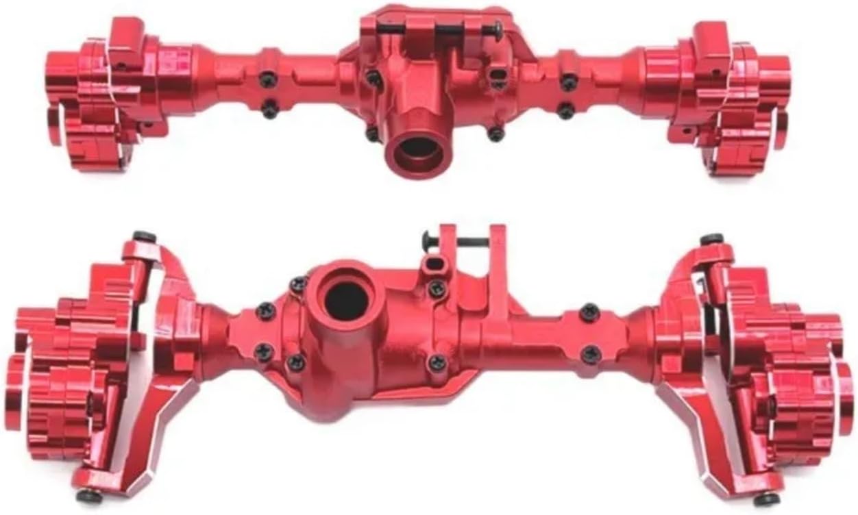 Rc Crawlers Axles For HuangBo R1001 R1002 R1003 1/10 Metal Front And Rear Axle Housing And Cups C For Seat RC Car Parts Upgrade Model(Red,1set)