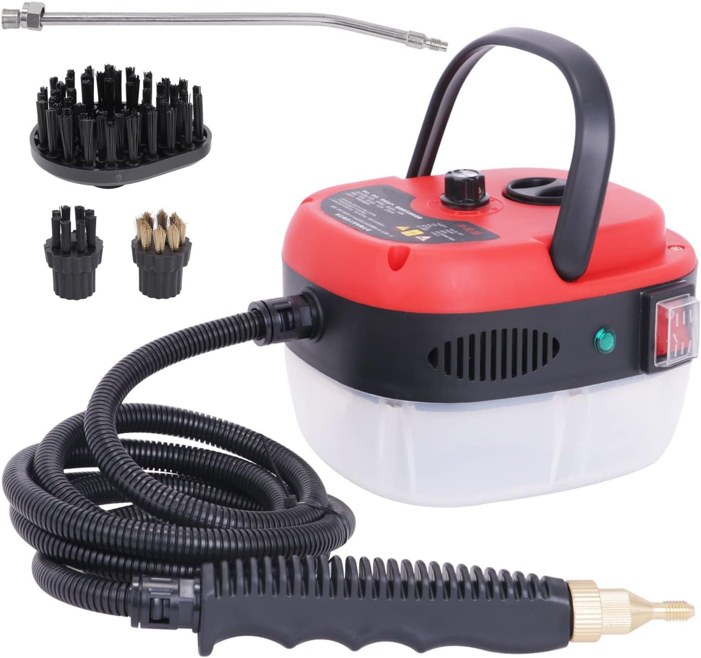 wzfdm 2500W High Pressure Steam Cleaner, Multi-Purpose Hand-held Steamers Portable Steam Cleaning Machine Powerful Steam Tool,Red