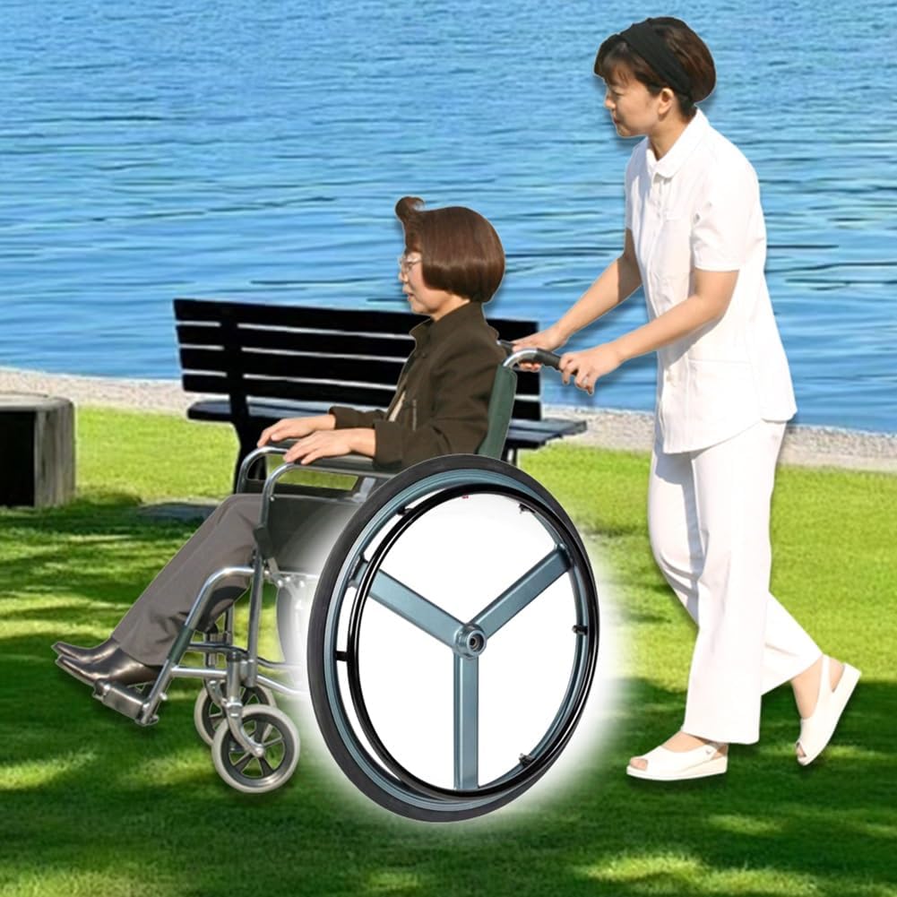 24 Inch Sports Wheelchair Rear Wheels Assembly, 24×1 Inflatable Rear Wheel Replacement Parts with Handrim(Gray)