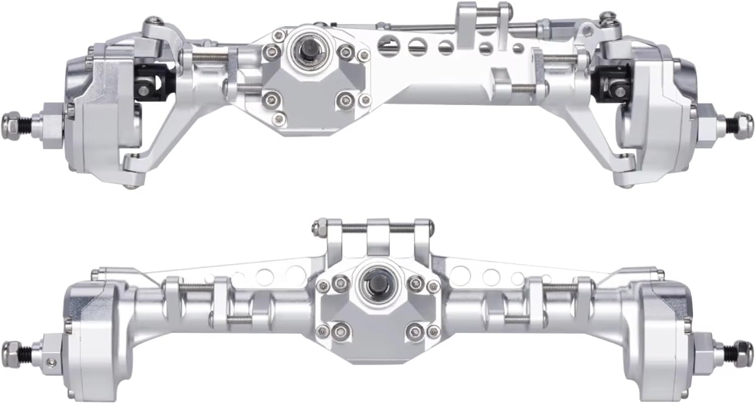RC Axle Models For Vanquish VS4-10 For Phoenix F10 For LCG 1/10 Front And Rear Portal Axle Aluminum Complete Set RC Crawler Chassis DIY Upgrade Parts(Silver,1set)
