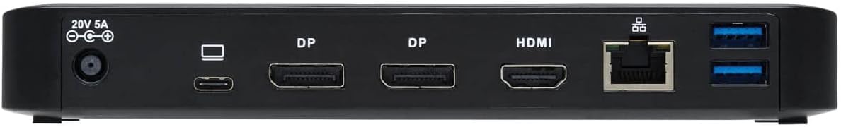 Tripp Lite Triple Monitor USB-C Dock Universal Laptop Docking Station Hub, HD 4K @ 60Hz HDMI & 2X DisplayPort, Windows & Mac Compatible, USB-C & 3X USB 3.2 Ports, 3-Year Warranty (U442-DOCK8-B)