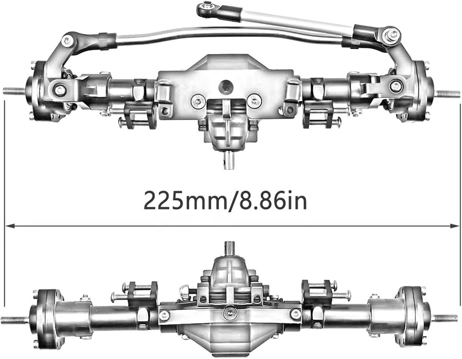 Compatible with Axial for SCX10 II 90046 90047 V2 for Wrangler Aluminum Alloy CNC Front Rear Portal Axle Diff Locked Portals 1/10 RC Car RC Accessories(Silver)
