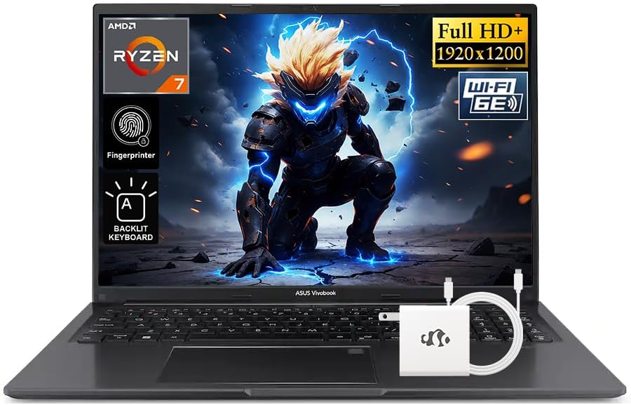 ASUS Vivobook 16 Laptop, 8 Cores AMD Ryzen 7 7730U (Beats i7 1255U), 16GB RAM 1TB SSD, Fingerprint Reader Backlit Keyboard Win 11 16