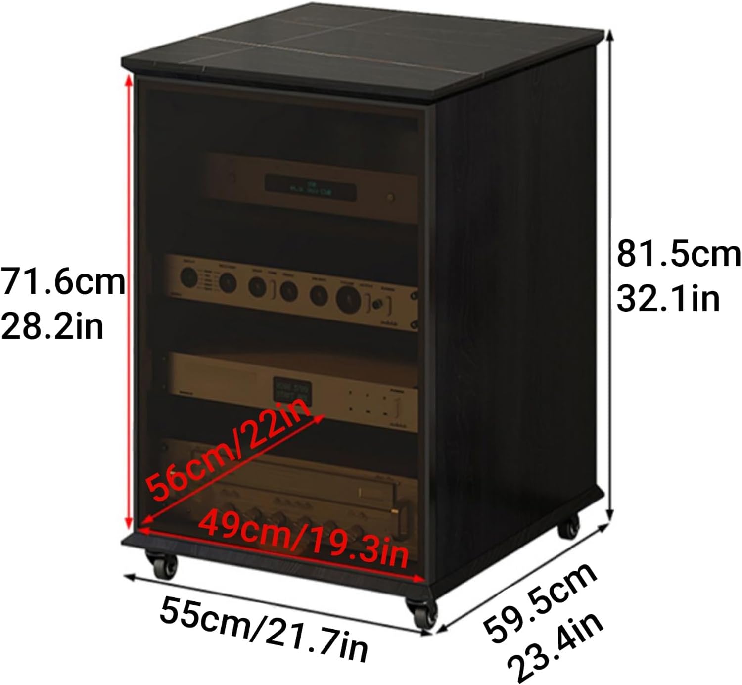 YITAYMLI AV Stereo Media Solid Wood Storage Cabinet Adjustable Shelves
