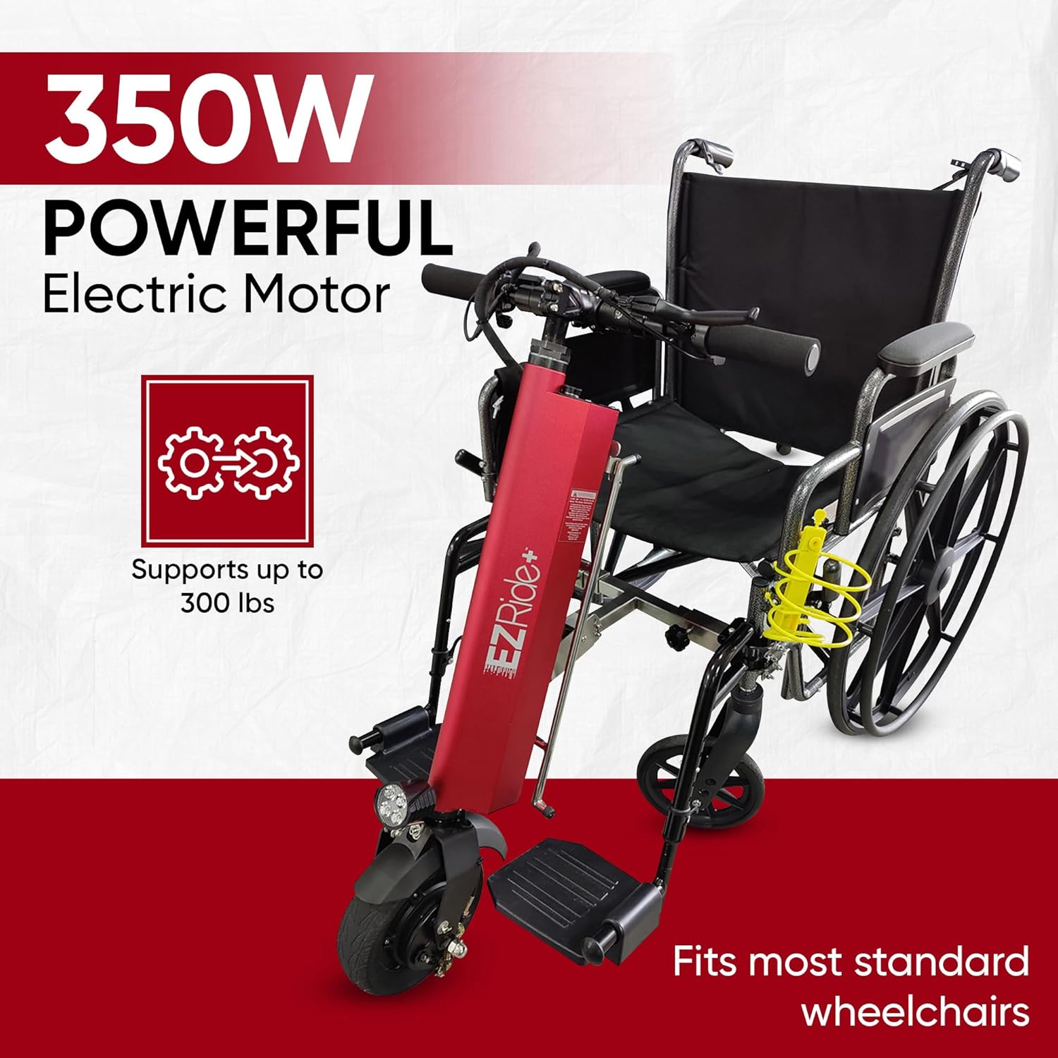 EZ Ride+ Wheelchair Power Assist Attachment – Electric Handcycle Motor Kit Turns Wheelchair Into Scooter – Lightweight with Easy-to-Use Mobility Accessory Pack, Bag & Charger