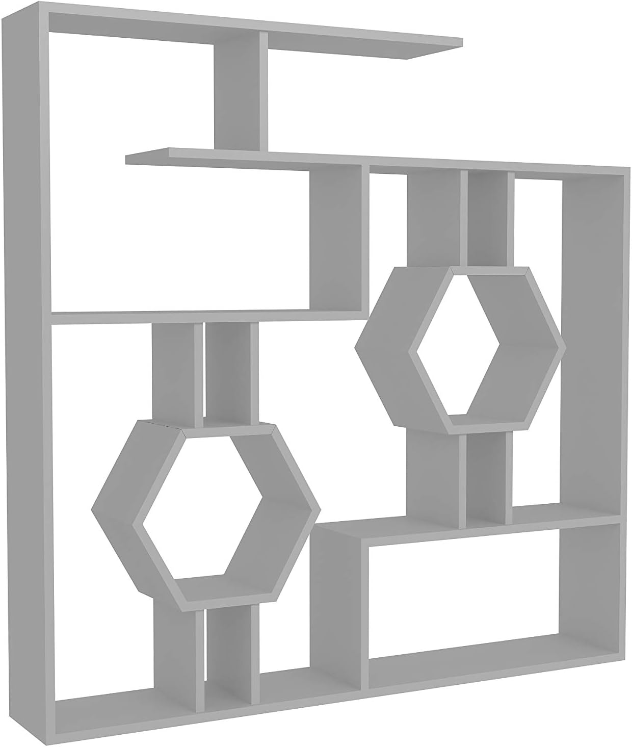 Decorotika - Tamara Geometric Bookcase Modern Bookshelf Shelving Unit Cubic Bookcase (Full White)