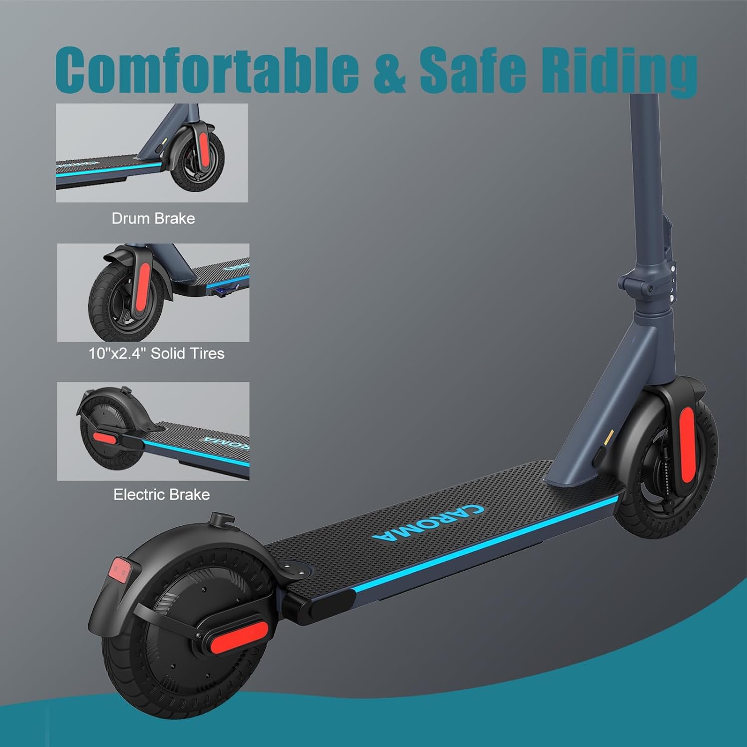 Caroma Electric Scooter with Seat Option,500/350W Motor Up to 25/20 Miles Range & 25/20 MPH Speed,9