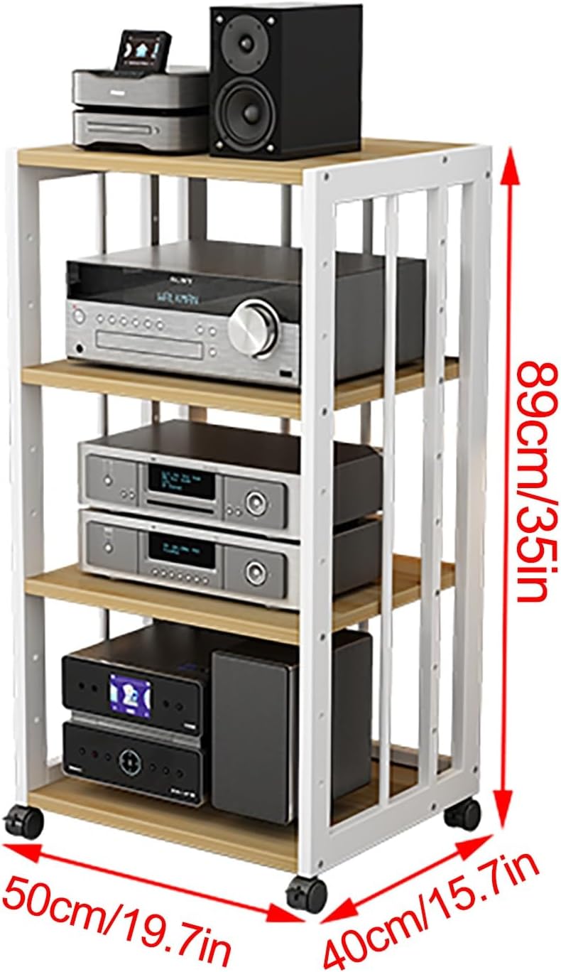ZIHESY 4-Tier AV Media Stand Component Cabinet Rack Audio Tower with Adjustable Shelves