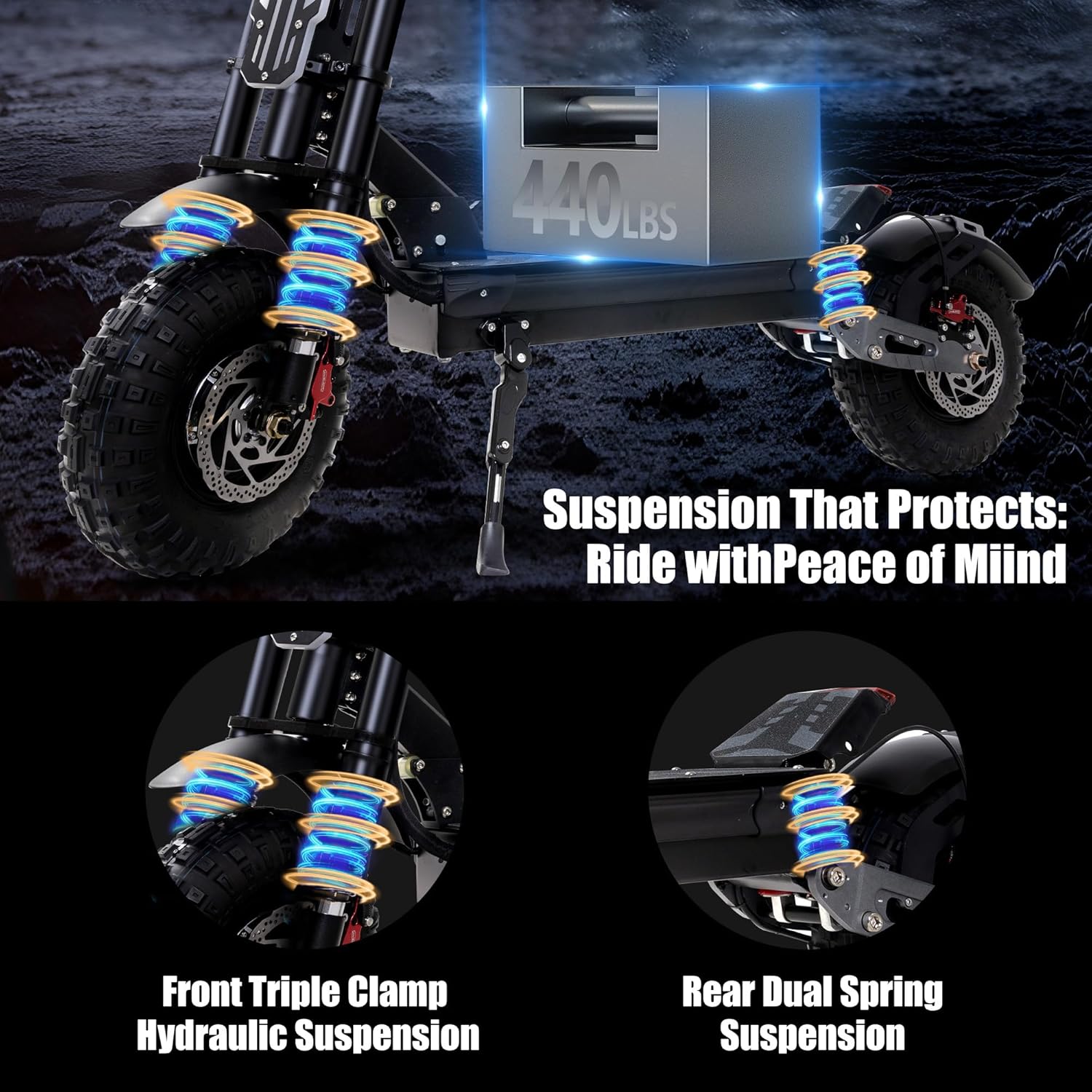 Electric Scooter Adult, 7000W Motor, 60V 33Ah Battery, 55 mph, Max 65 Miles Range, Hydraulic Suspension, Hydraulic Brakes, 13