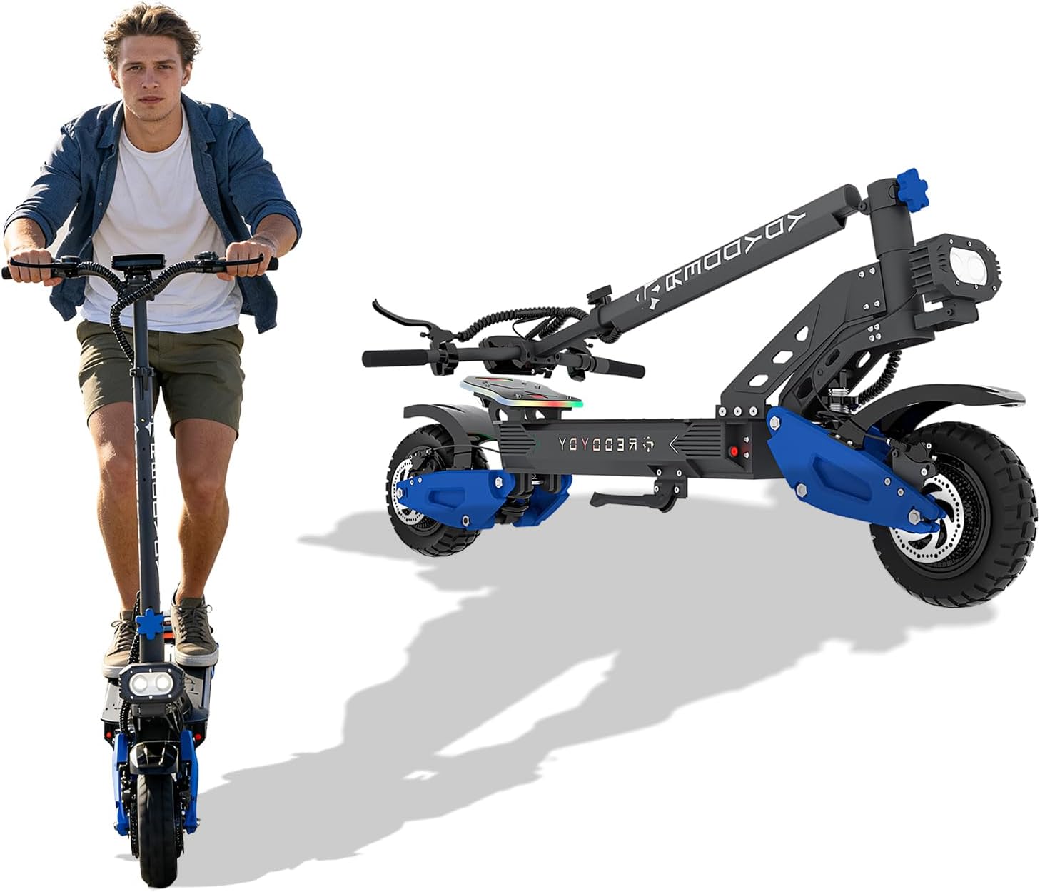 Ruitoo® Electric Scooter, 1000W/1600W/5600W Motor, Off Road Electric Scrooter Adults, 27/32/34/47Mph Top Speed, 28/35/44/50/53 Miles Max Range, Foldable E-Scooter Support Return