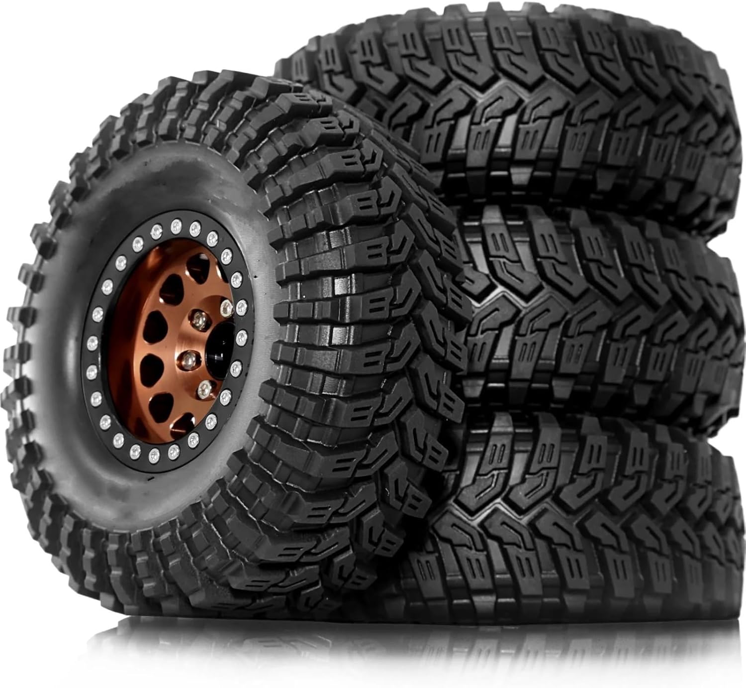 For Axial For SCX10 Pro For Capra For Traxxas For TRX4 D90 1/10 4pcs 115mm Deep Dish 1.9 Beadlock Wheel Rim Tire Set RC Crawler Car Parts Models(Colorful)