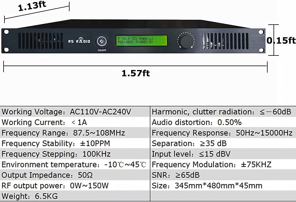 FM Broadcast Transmitter 150W for Church, Long Range Professional Low Power FM Radio Broadcasting Equipment for Radio Station,Home