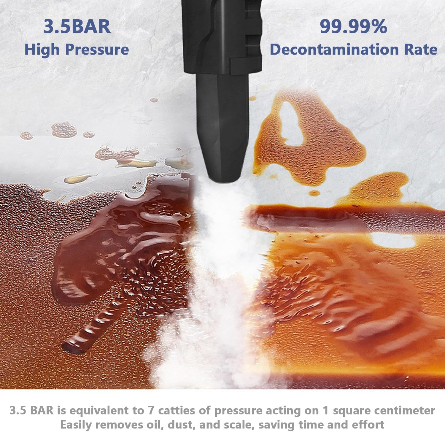 Handheld Steam Cleaner,450ml Water Tank,135℃ High Temperature,3.5bar Pressure,2min Fast Heating,with 4 Different Nozzles,99.99% Decontamination Rate