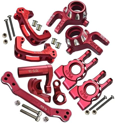Aluminum Upgrade Combo Set A (C-Hubs + Knuckle Arms + Steering Assembly) For Traxxas 1/8 4WD Sledge Monster Truck 95076-4 - Red