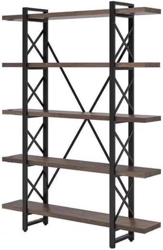 BGGJJ Book Shelf Retro Floor-Standing Bookshelf Living Room Wrought Iron Storage Rack Modern Shelf Bookshelves and Bookcases(A:120CM*30CM*185CM)