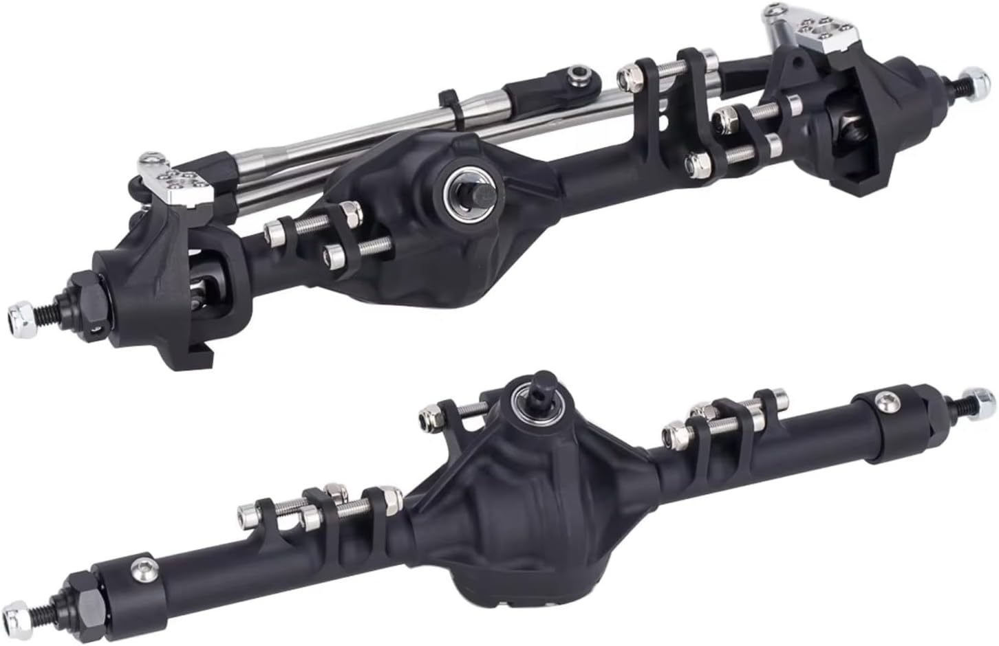 Rc Crawlers Axles For Axial For SCX10 II VS4-10 1/10 Front Rear Straight Axles CNC Aluminum Axle Alloy Upgrade Parts RC Crawler Accessory(Black,1set)