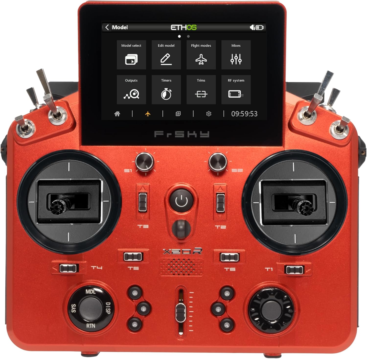 FrSky Tandem X20R Transmitter – Adjustable Sliders & Metal Trims Reinforced Antenna Handle Haptic Feedback High-Precision Hall Gimbals Dual-Band RF for Professional RC Pilots (Cherry Red)