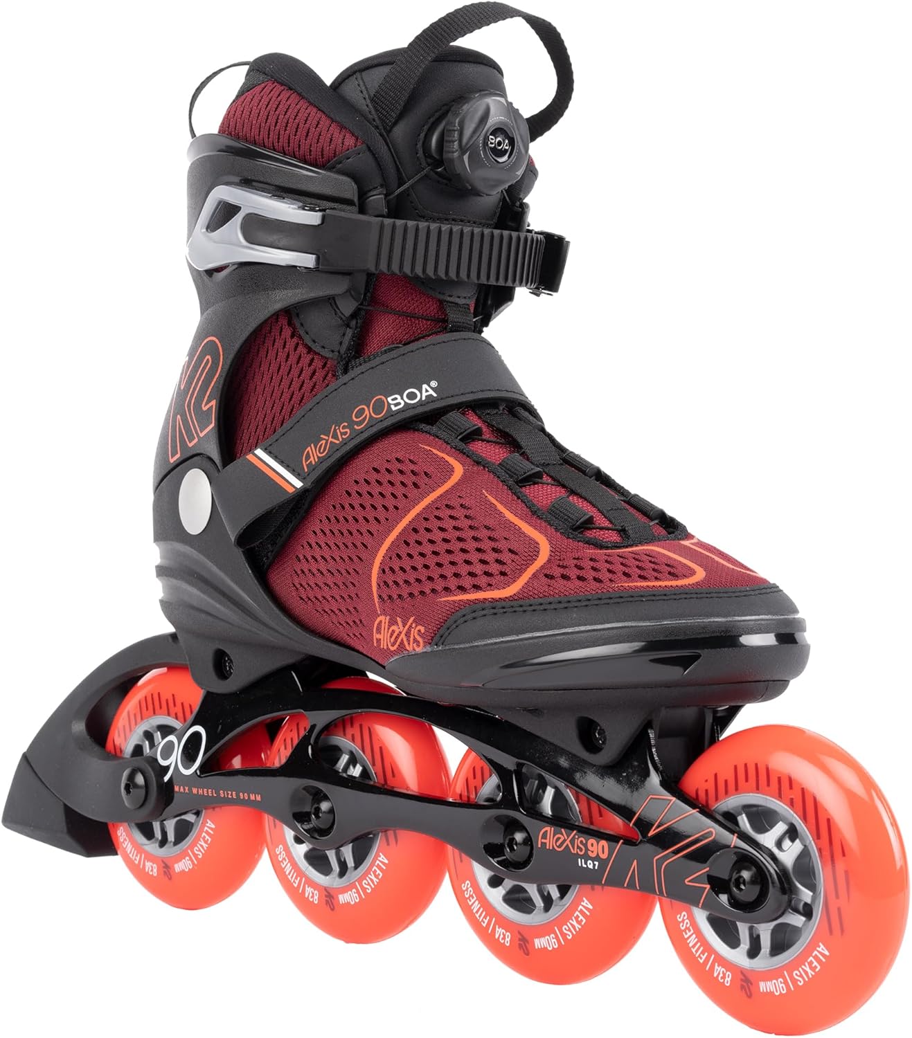 K2 Alexis 90 BOA Womens Inline Skates - Burgandy/Orange