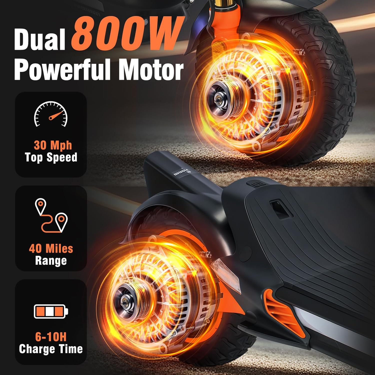 Off Road Electric Scooter Long Range, Fast Electric Scooter 30 Mph Speed, Heavy Duty 300+ lb Capacity & Dual Suspension