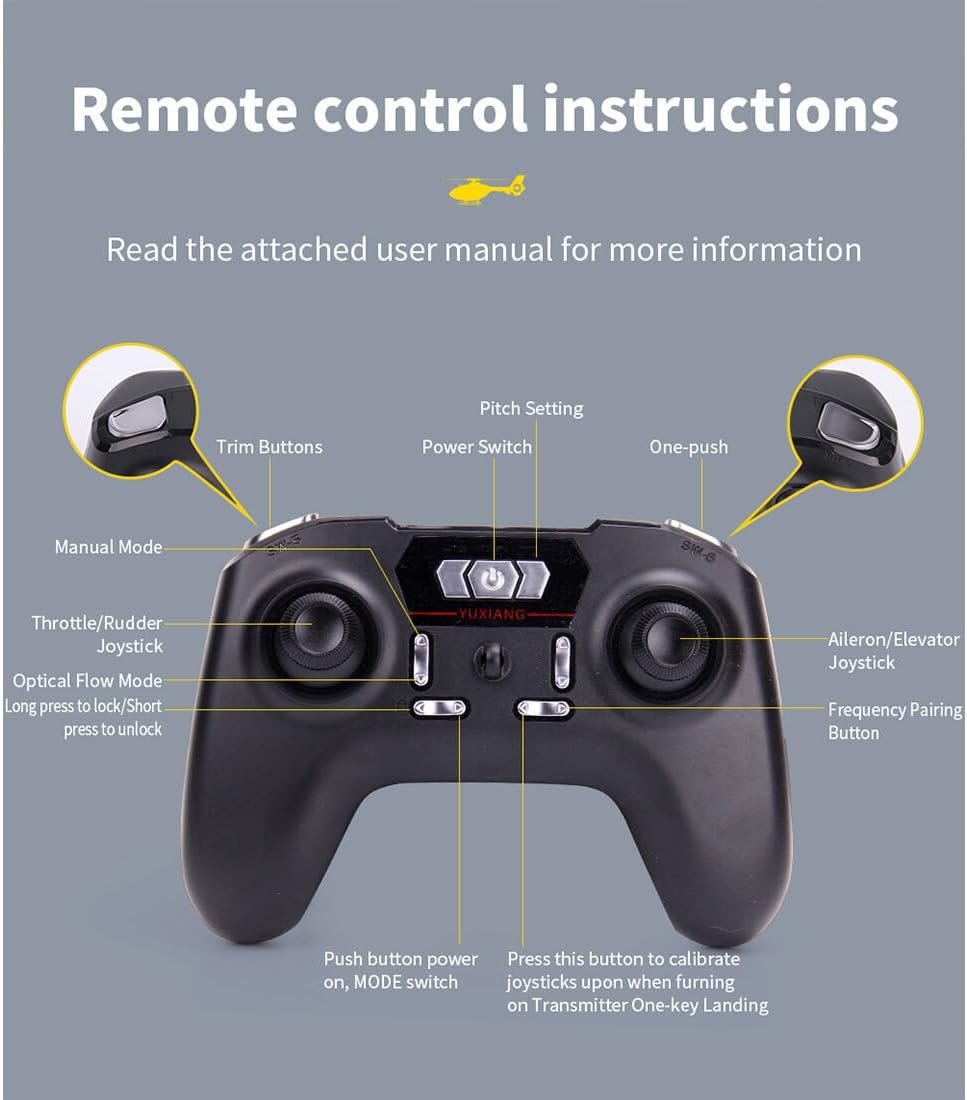 YUXIANG F06 EC-135 RC Helicopter for Adults, 1/36 Scale 2.4G 6CH Direct-Drive Brushless Remote Control Helicopter, 3D Stunt Flybarless Aircraft Model with Optical Flow & Altitude Hold (RTF Version)