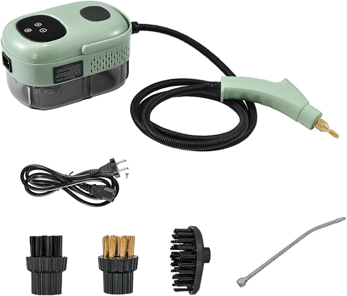 Handheld Steam Cleaner - 15s Fast Heating, 1100ml Portable Machine with 3 Brush Heads for Home, Car Detailing, Kitchen, Bathroom, and Tile Cleaning - Efficient Pressurized Steam Solution in Green