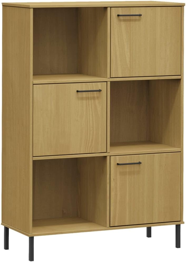 VRAXO Bookcase with Metal Legs Brown 35.4