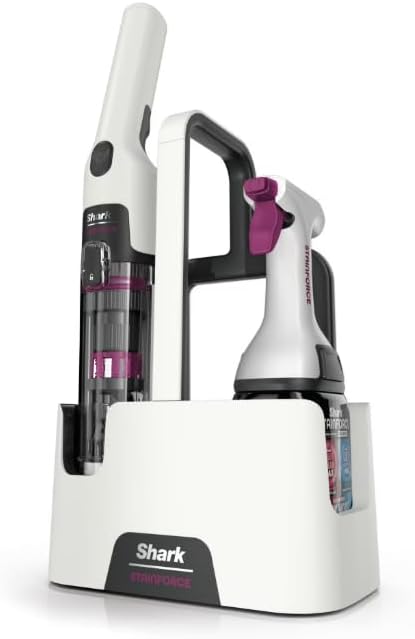 Sharks Cordless Portable Spot Cleaner, Stain and Odor Removal System for Carpets, Rugs, Upholstery, Stairs and Cars, Lightweight Battery Powered Cleaner with Storage Caddy, White