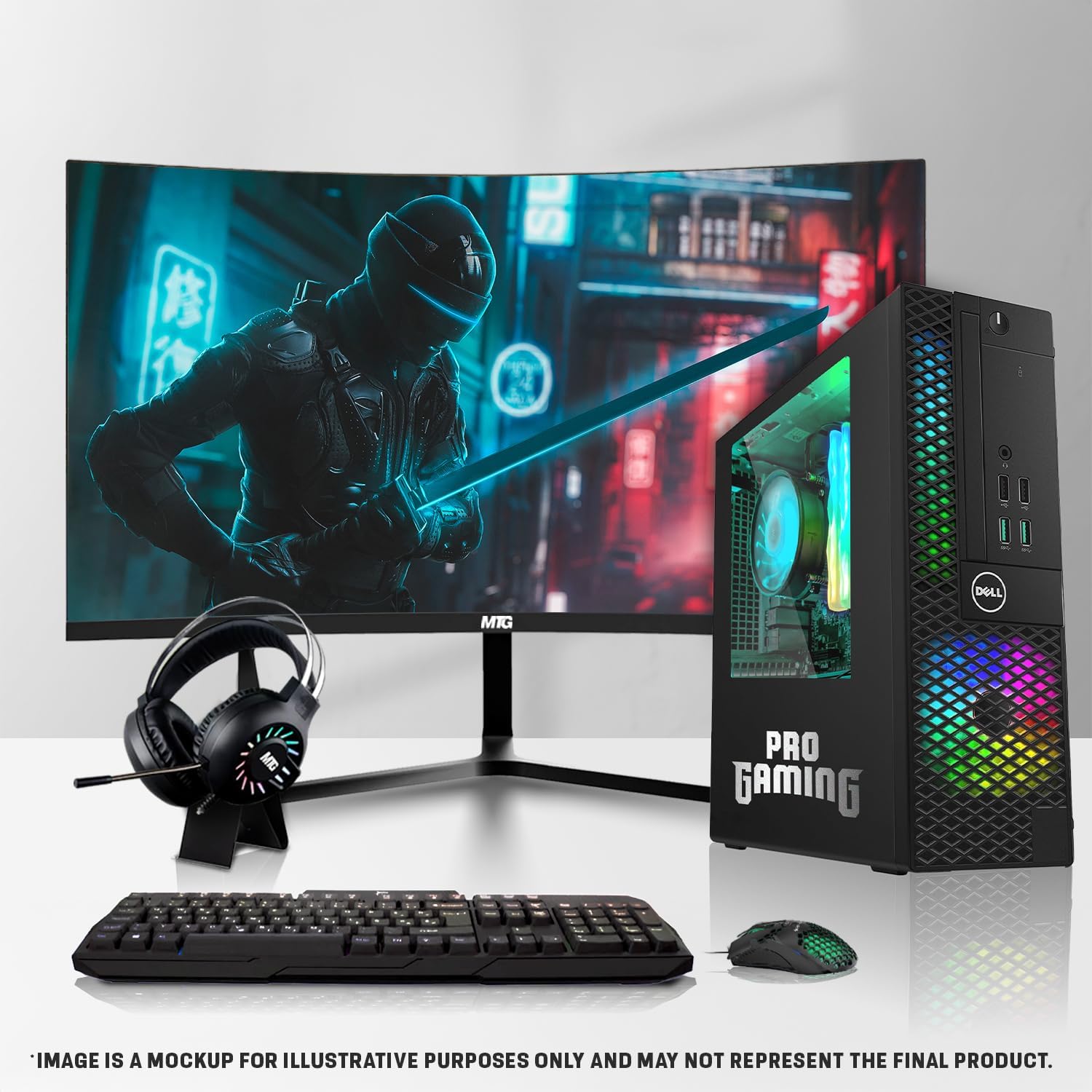 Dell OptiPlex Desktop PC – Intel Core i7, 32GB ARGB RAM, 2TB SSD, 24 Inch Curved Monitor, GT 1030 Graphics, RGB Keyboard with AI Copilot Key, Mouse & RGB Headphones, Windows 11 Home (Renewed)
