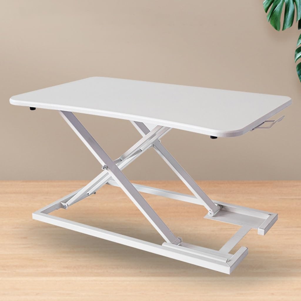 TemkIN Standing Desk Converter, Height Adjustable Desk Riser for Standing or Sitting, Tabletop Workstation for Laptops Monitor Riser Stand, for Home or Office (Color : Silver, Size : 80 * 55cm)