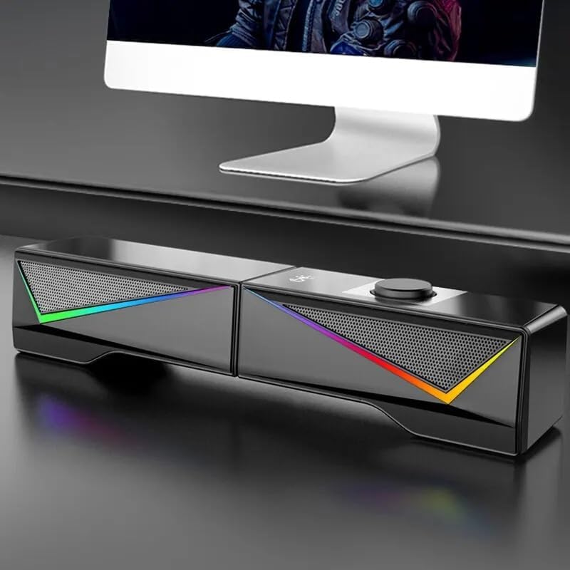 JSEIAJB RGB Desktop Subwoofer Computer Speakers Separable Music Audio Wired PC Loudspeaker Stereo Surround