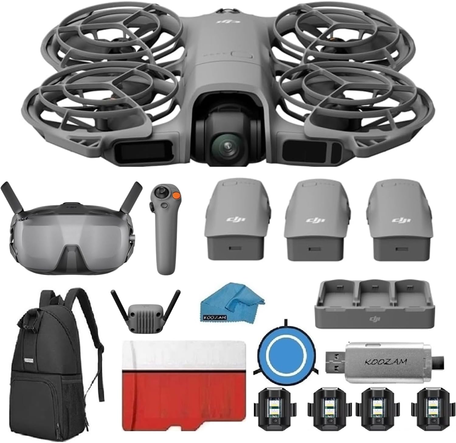 DJI Neo 2 Motion Fly More Combo With RC Motion 3 & Goggles N3, Stable Transmission With Digital Transceiver, 4K Drone for Beginners, FPV Flying, 3 Batteries Bundle