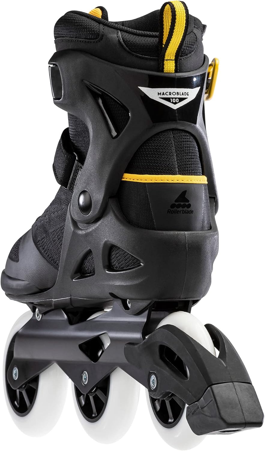 Rollerblade Macroblade 100 3WD Mens Adult Fitness Inline Skate, Black and Saffron Yellow, Performance Inline Skates