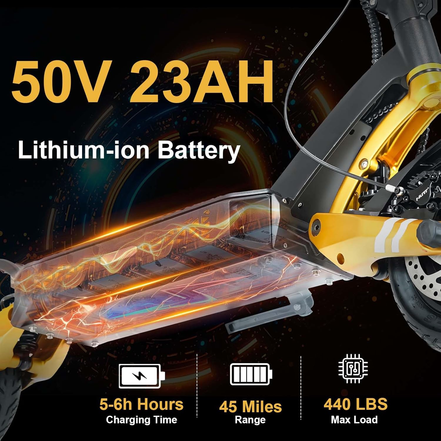 Fast Electric Scooter with 6000W Dual Motor, 50V 23Ah Battery Long Range E Scooter, Max Speed 45MPH & Foldable Design,10