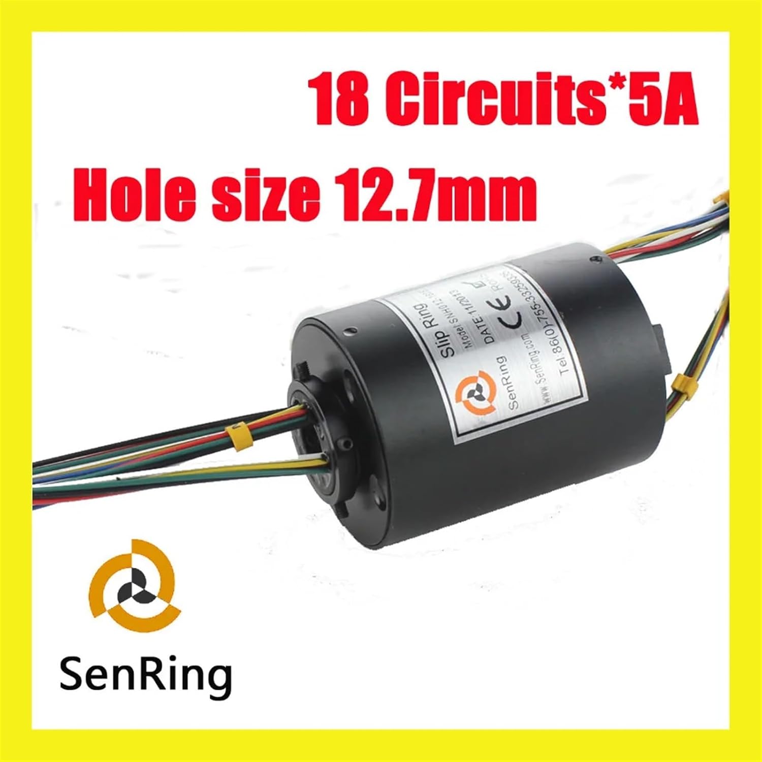 Aluminum Alloy Contacts 12.7mm Gold Contacts of 18 Circuits 5A Through bore Slip Rings