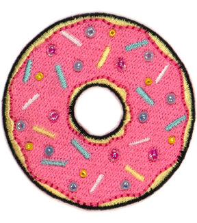 2 Pink Donut Iron On Patch by hildie & jo