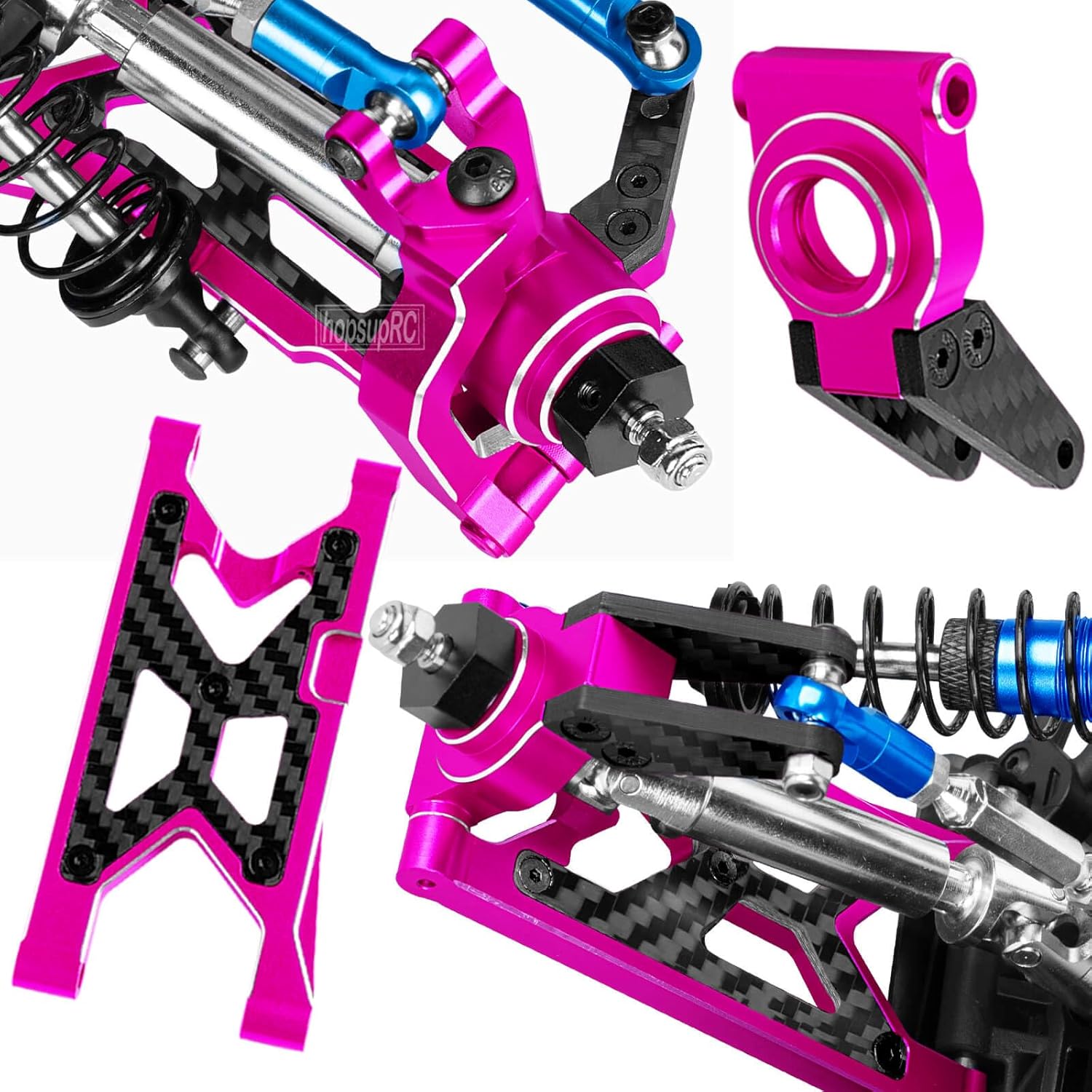 Upgrade Parts for 1/10 Granite/Senton 3S BLX Mega 550,Shocks&Gearbox&Arms&Caster Blocks hubs&25T Servo Saver&Steering Bellcranks&CVD&Support&Transmission&Center Driveshafts&Links,Pink
