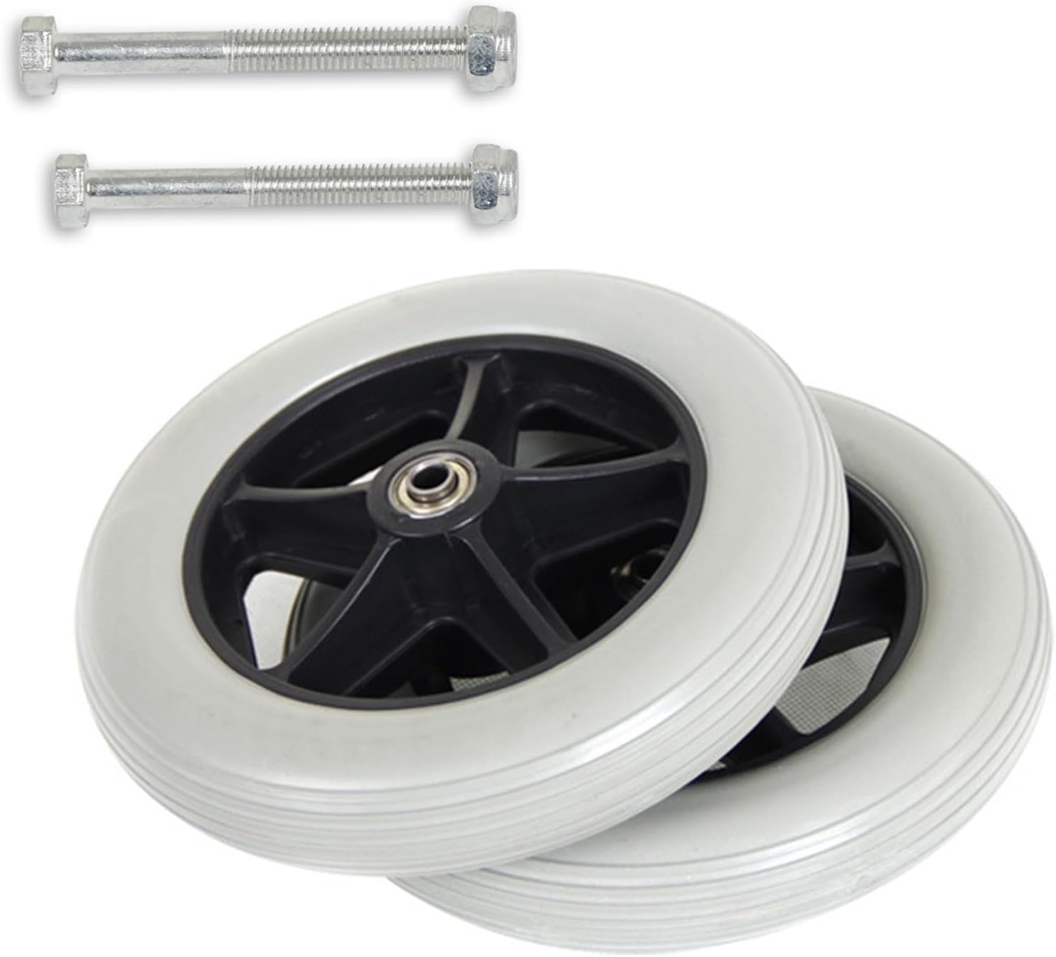 Wheel Replacement for Wheelchairs, Environmentally PVC Material, Replacement Rollator Accessories 6/7/8inch, Durable ABS Wheel Hub (8IN 2Pcs), for Wheelchairs, Rollators,