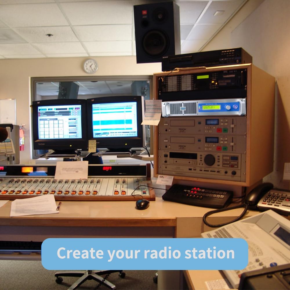 Long Range Professional FM Radio Broadcast Transmitter for Church Radio Station, FM Broadcast Transmitter 1000W+Antenna+30M Cable