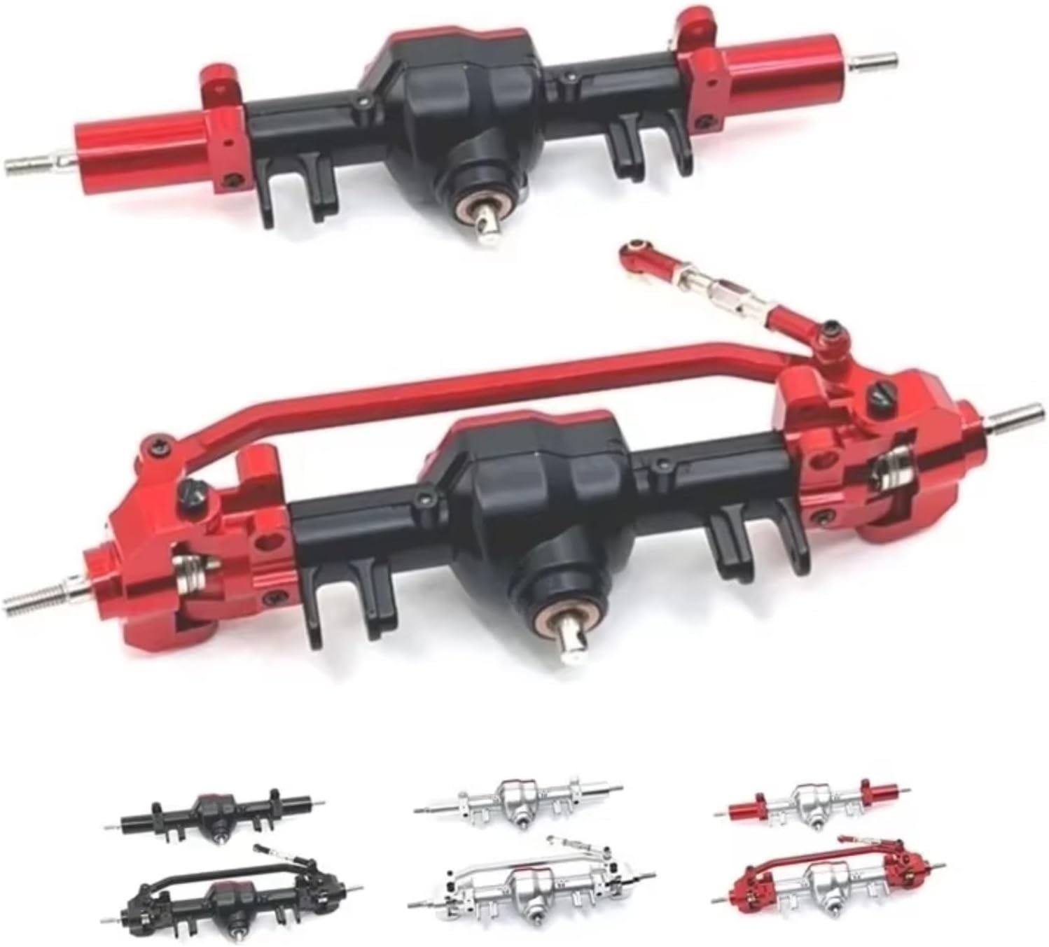 Rc Front Rear Axle for MN128 MN86 MN86S MN86K MN86KS 1/12 RC Crawler Car Upgrade Parts Metal Front and Rear Differential Axle Complete Set(Red2,Front and Rear)