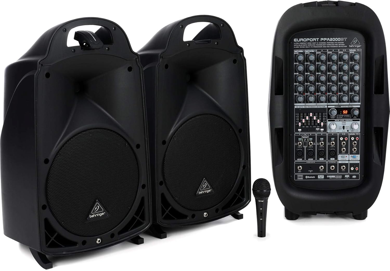 Behringer EUROPORT PPA2000BT Ultra-Compact 2000-Watt 8-Channel Portable PA System with Bluetooth Wireless Technology Black